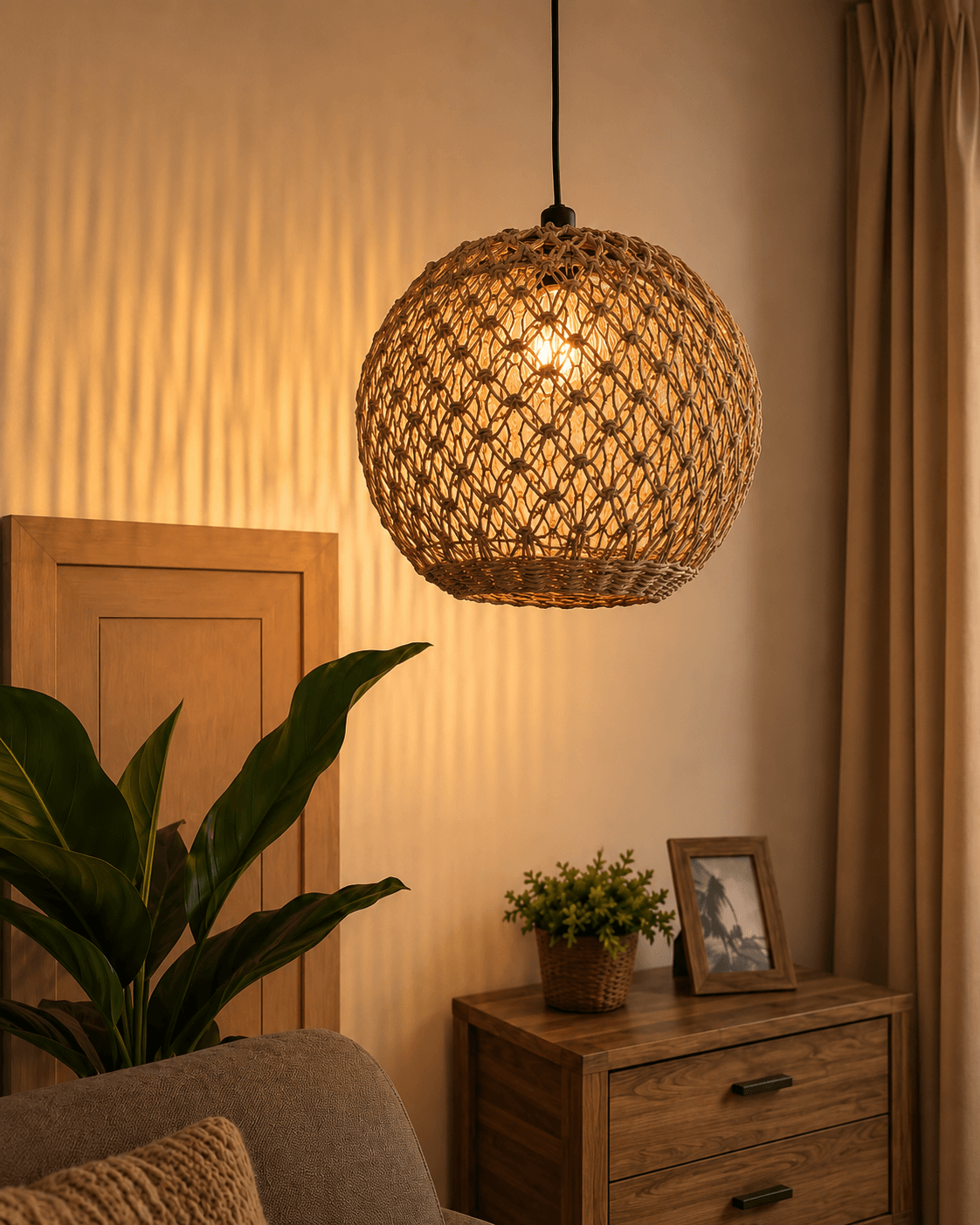 Handmade Banana Fibre Pendant Lampshade