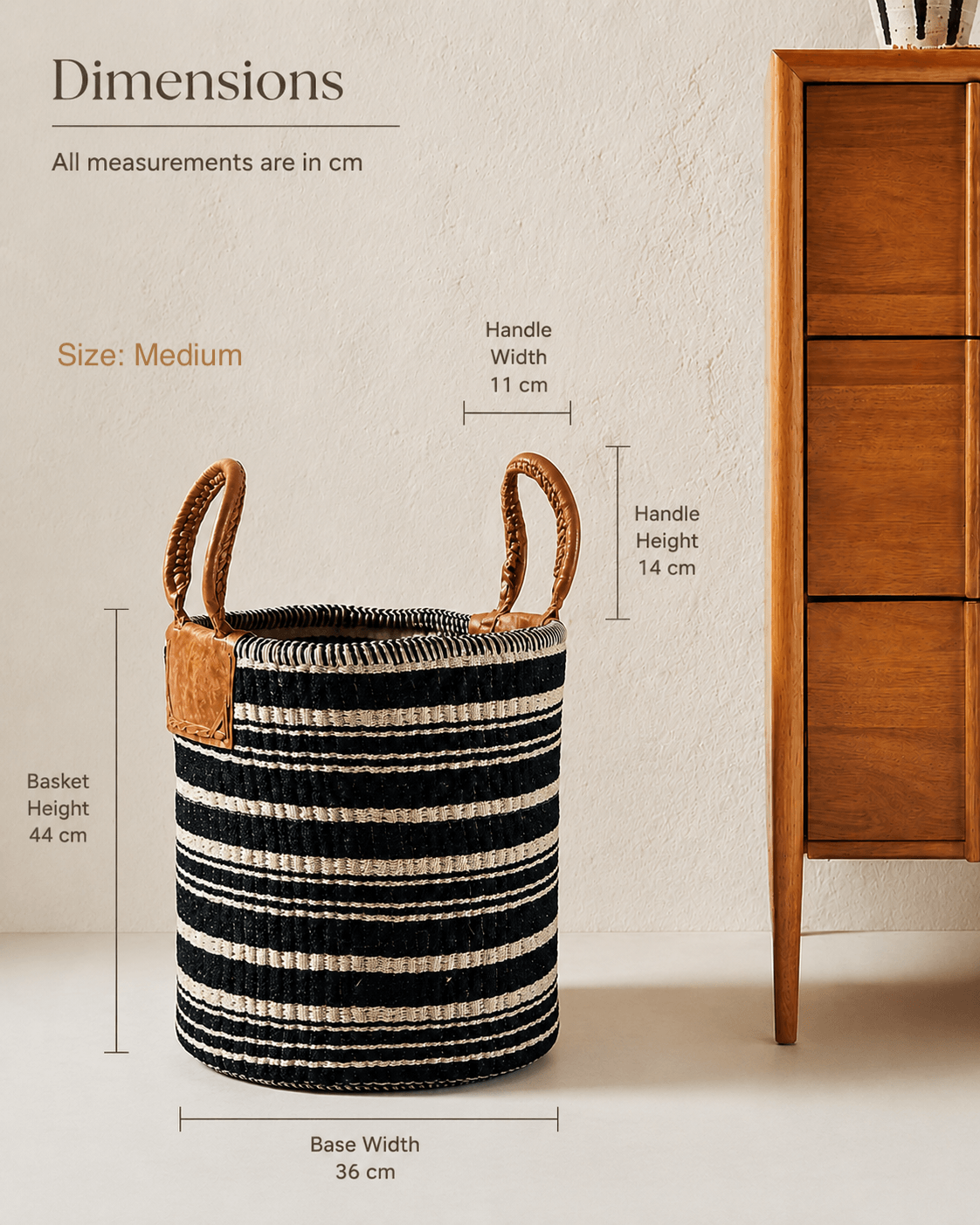 Cotton Laundry Basket with Leather Handles