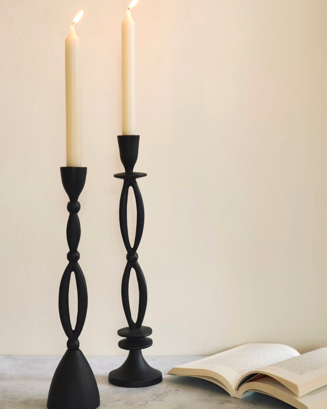 Sleek Long Candle Holders Set of 2