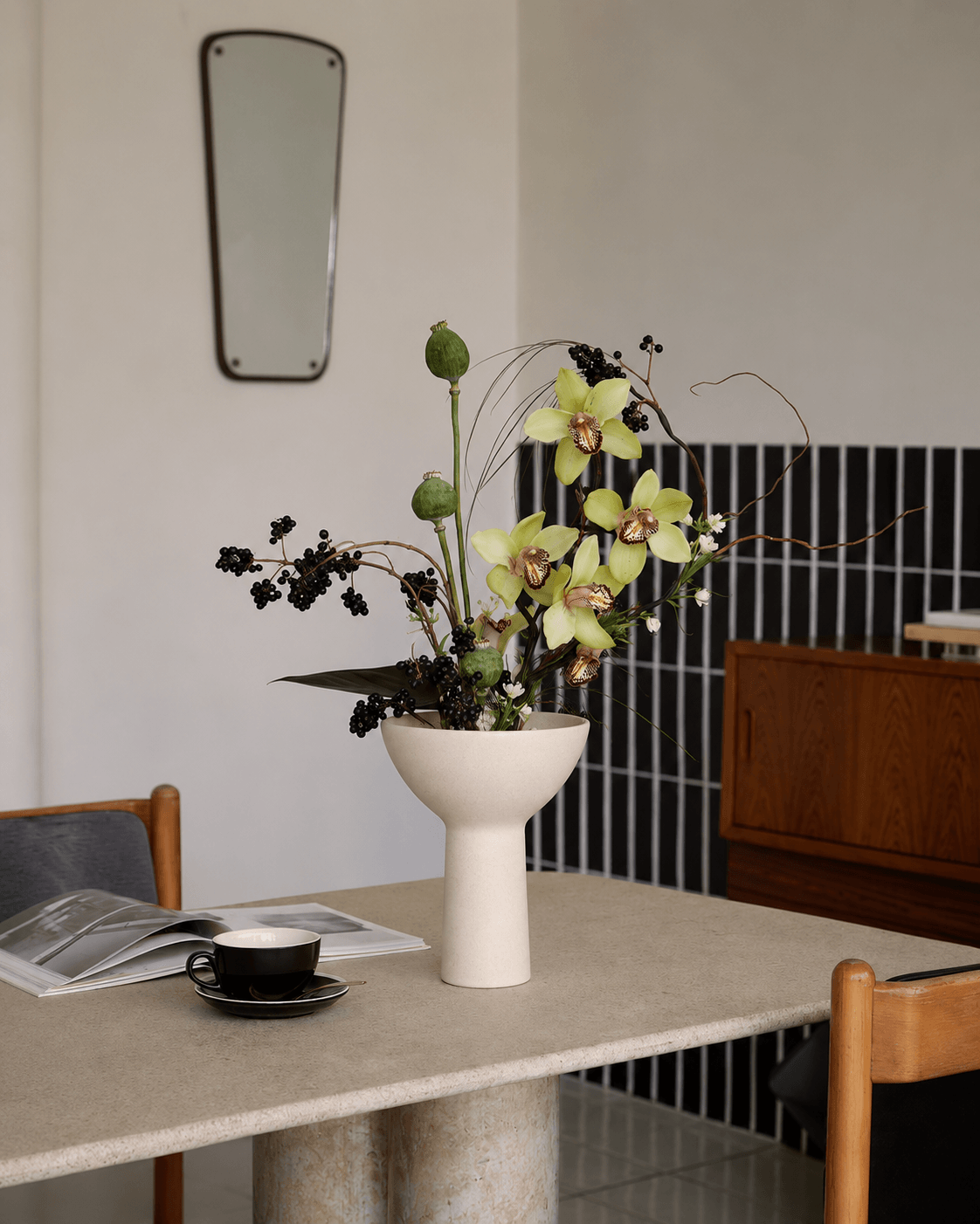 Iris White Pedestal Vase