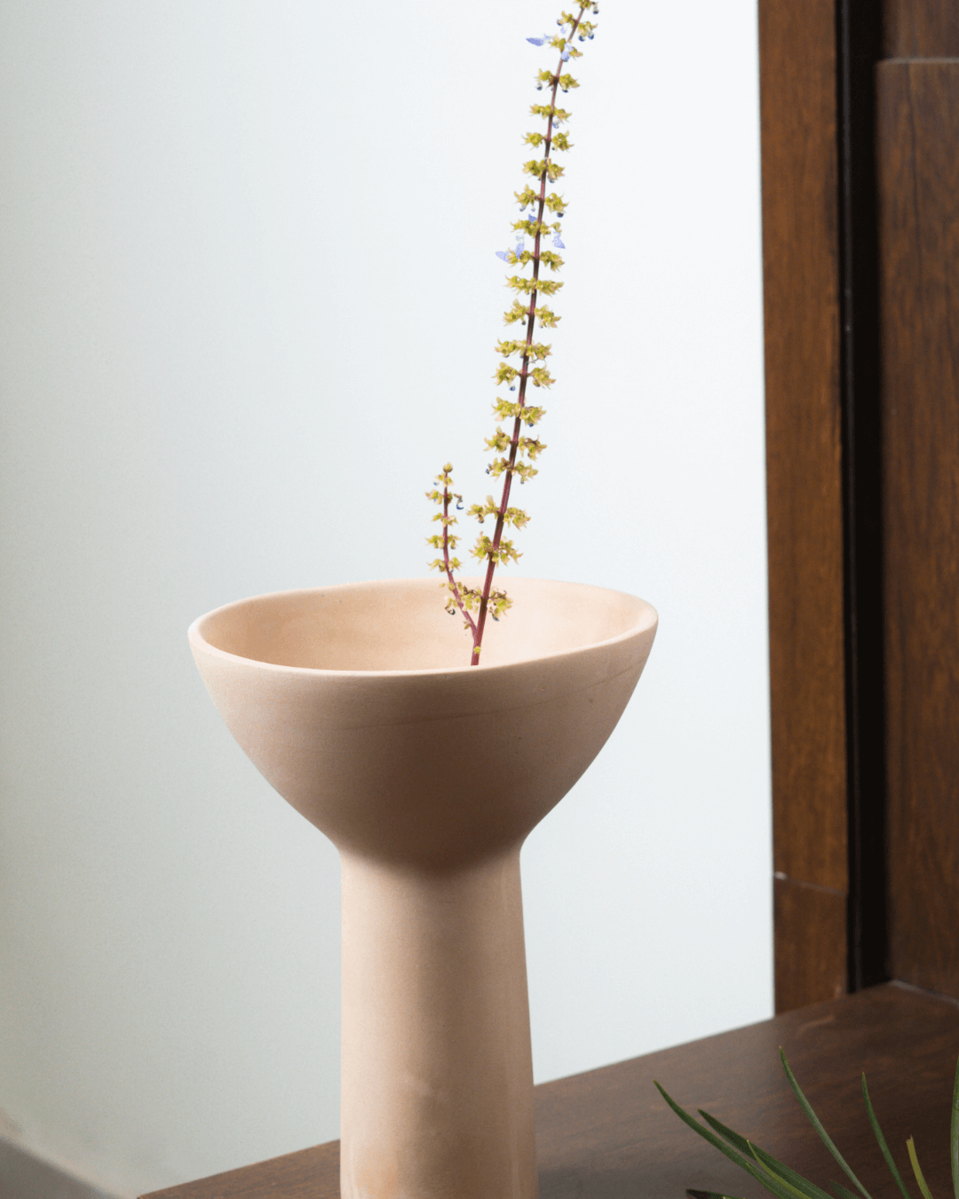 Iris Beige Pedestal Vase
