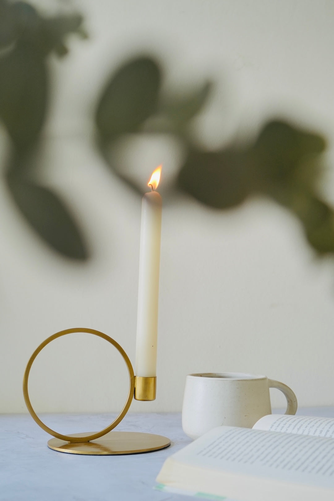 Golden Ringed Candle Holder