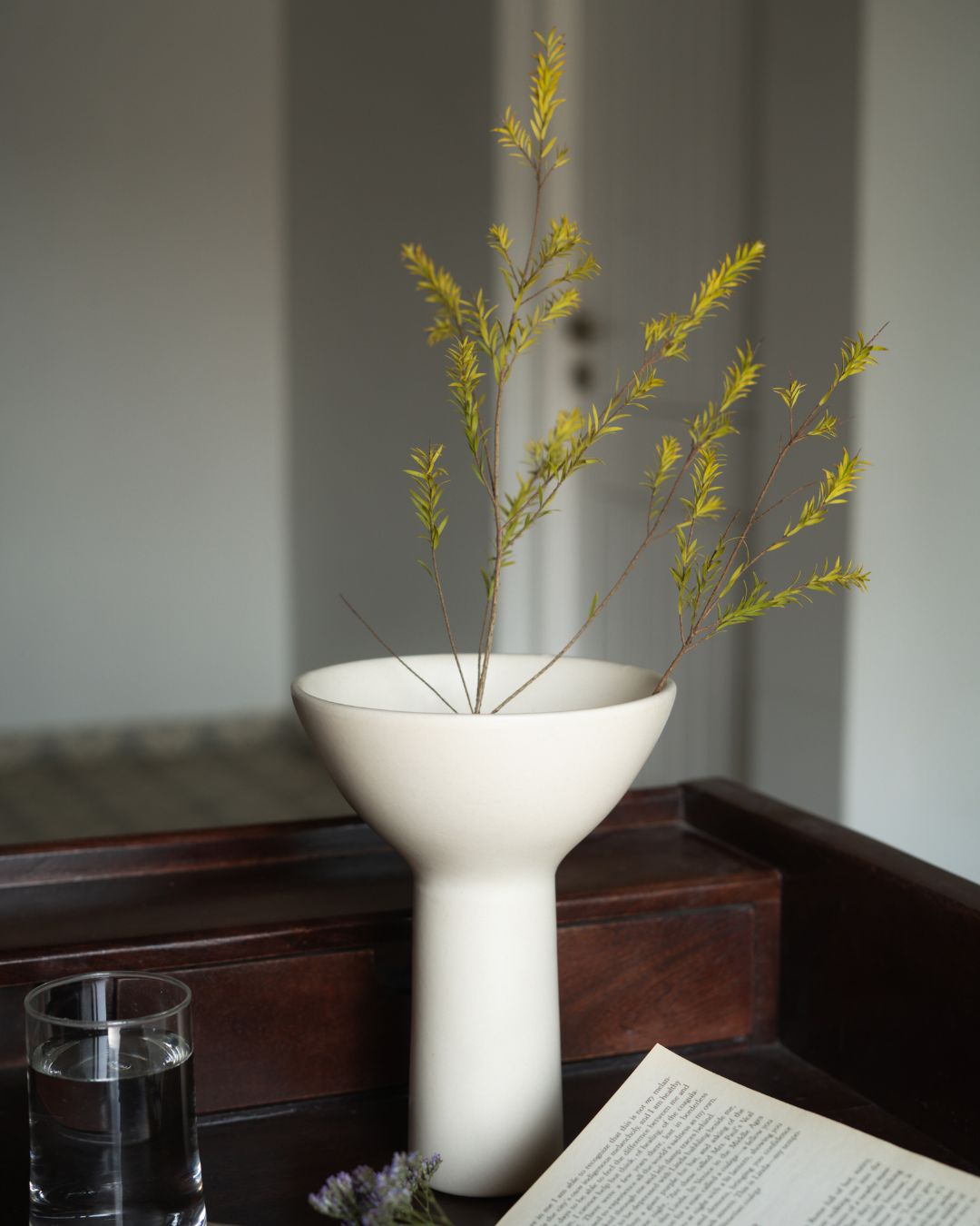 Iris White Pedestal Vase