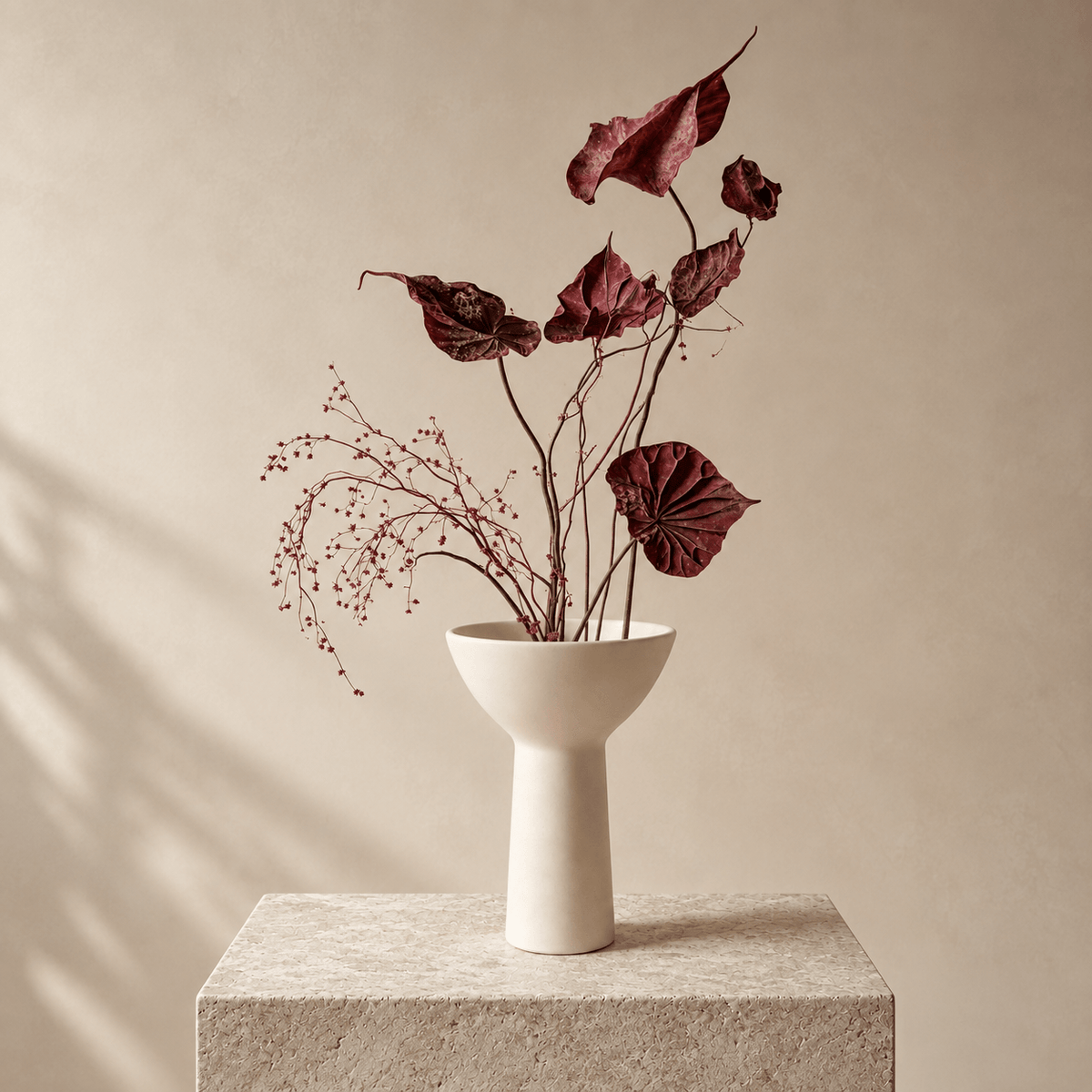 Iris White Pedestal Vase