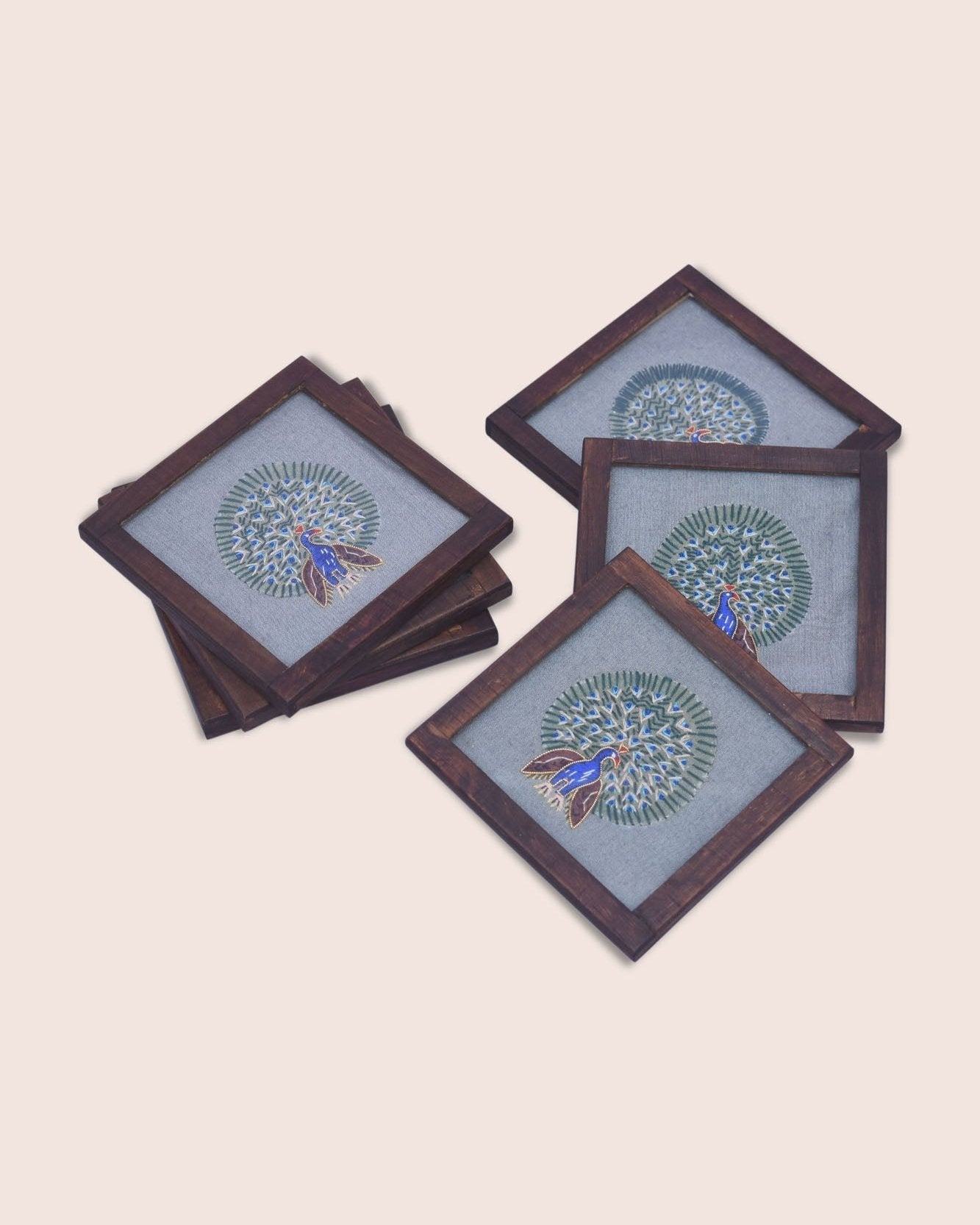 Dancing Peacock Coasters - Set of 2