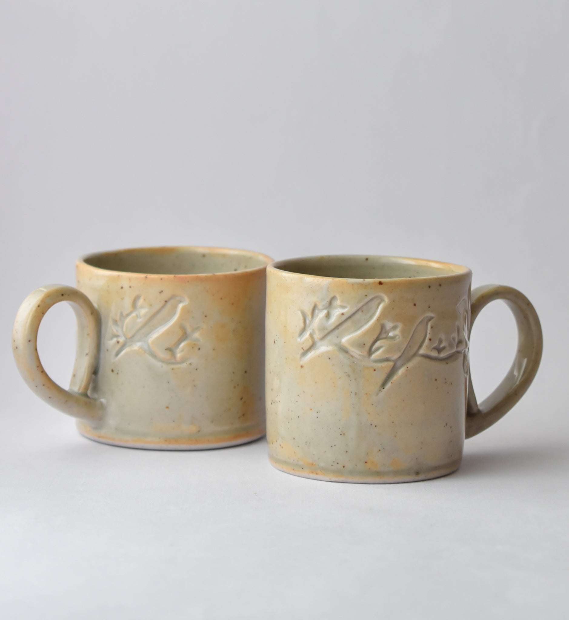 Restful Birds - Hand Carved Porcelain Mug Set