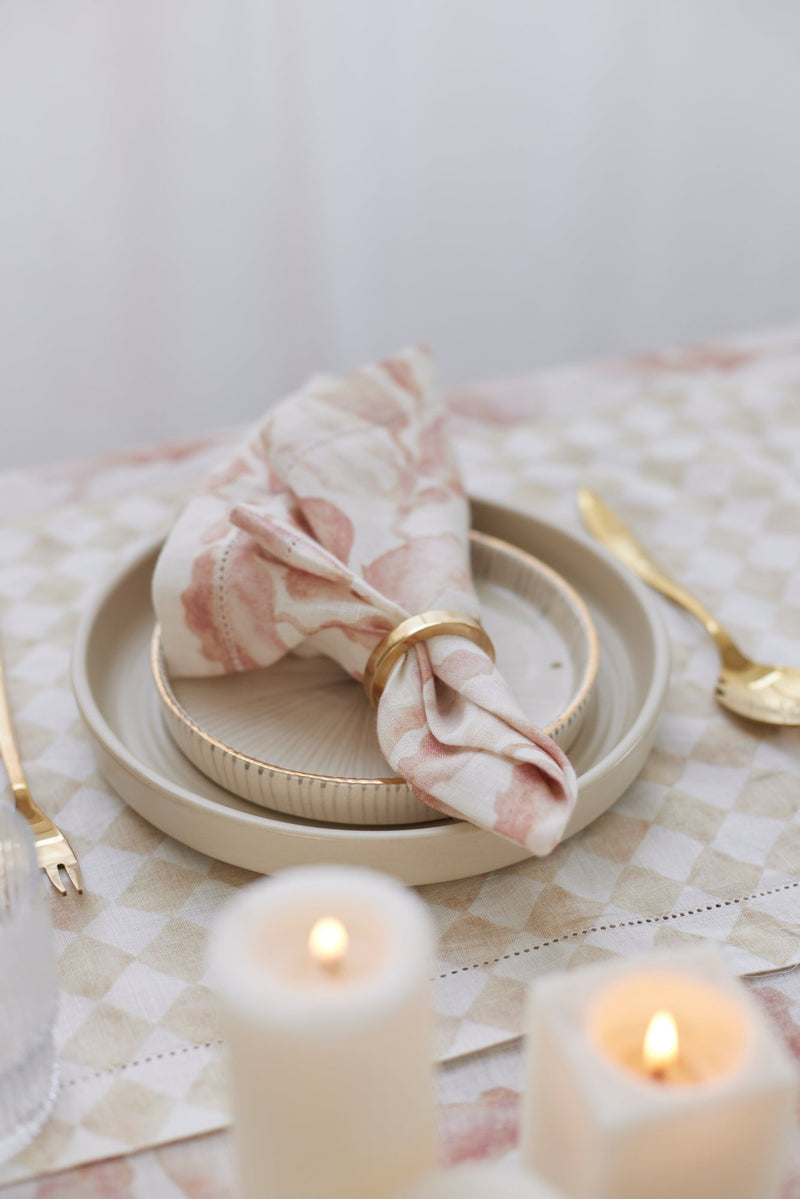 Checker Beige Table Runner