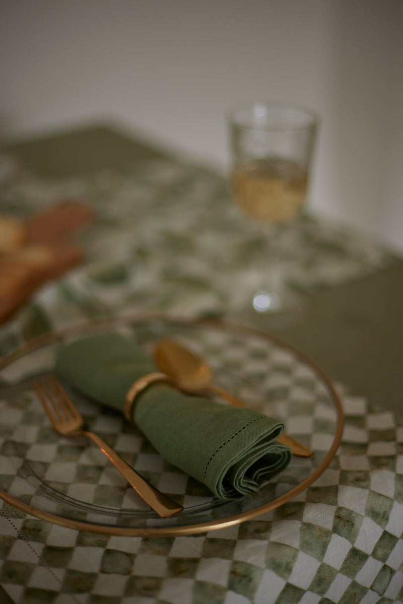 Checker Green Table Runner