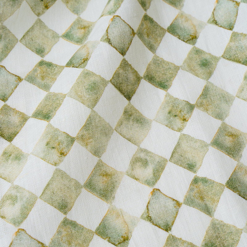 Checker Green Table Runner