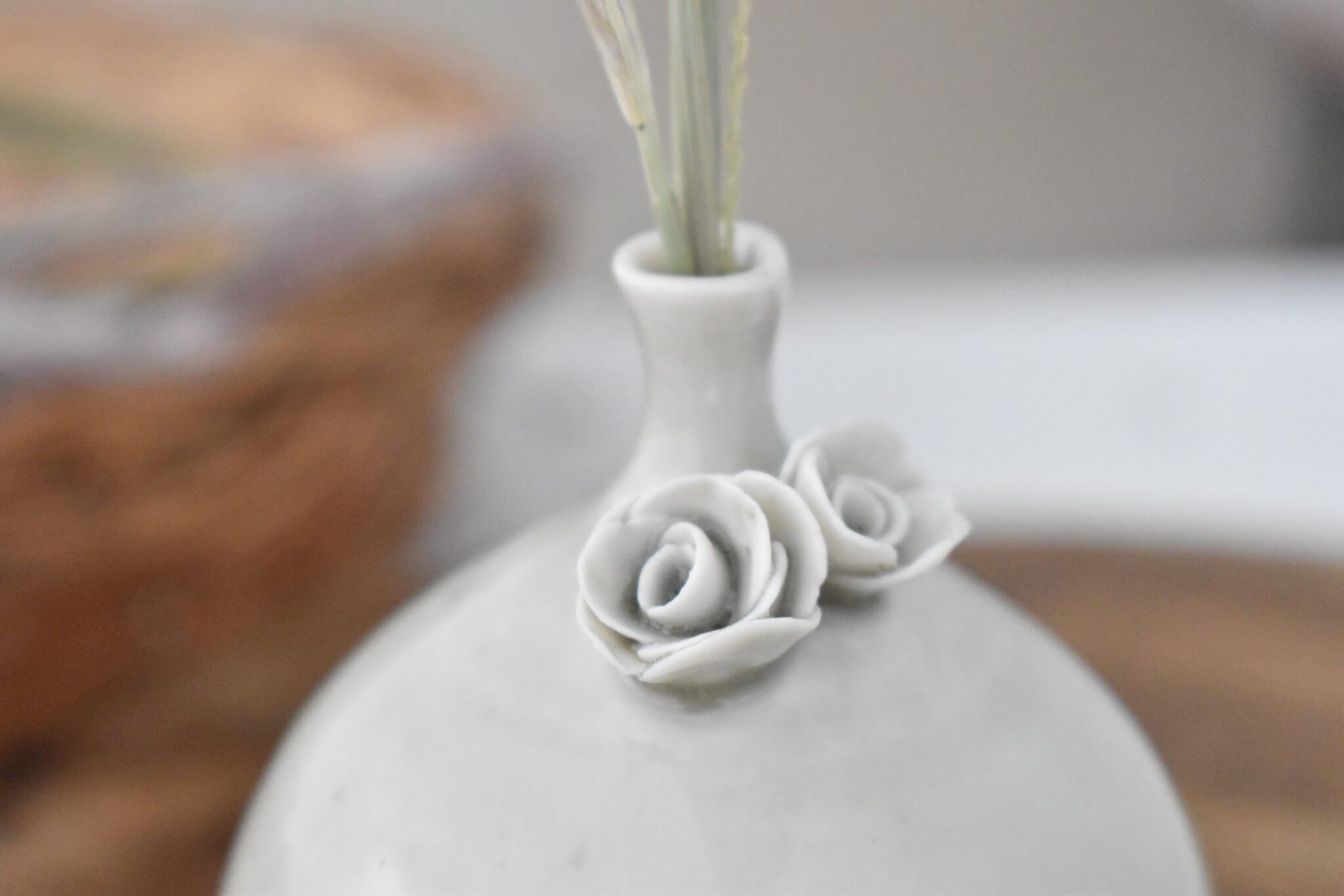 Soft Roses - Hand Sculpted Porcelain Vase