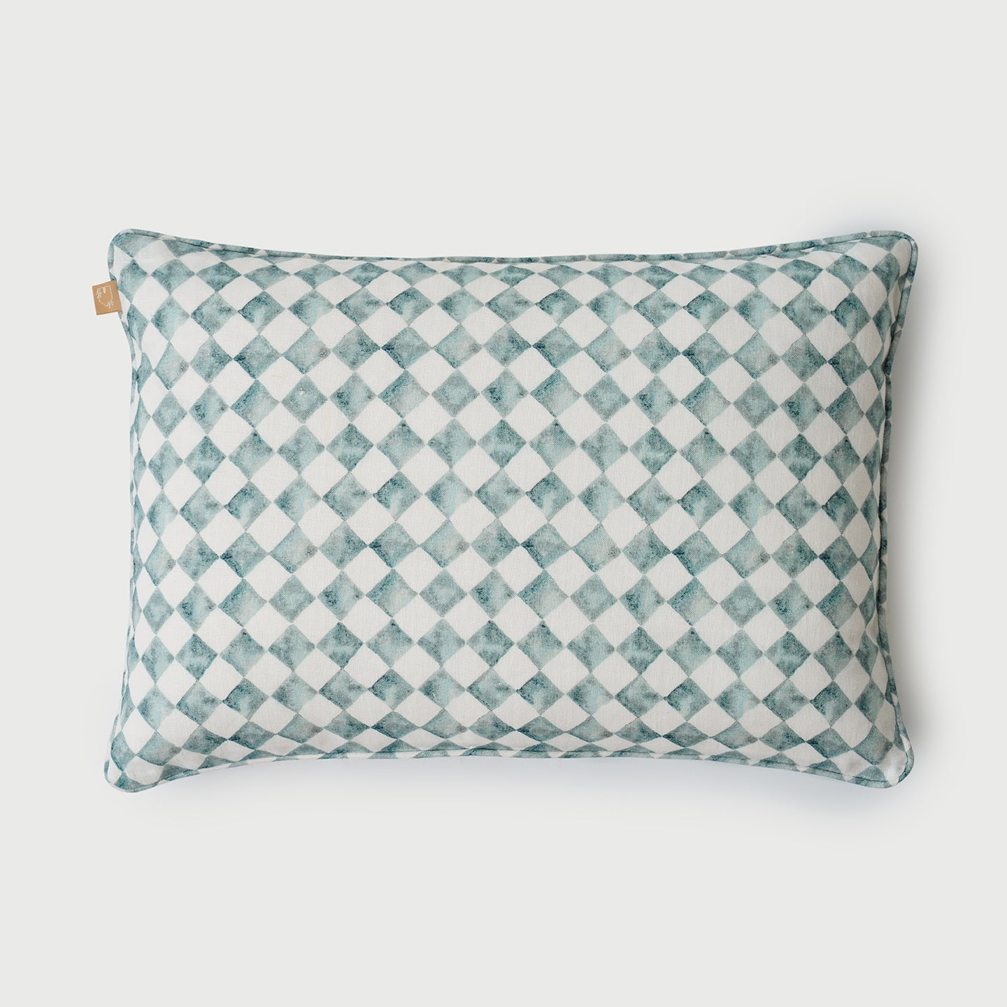 Checker Blue Oblong Cushion Cover