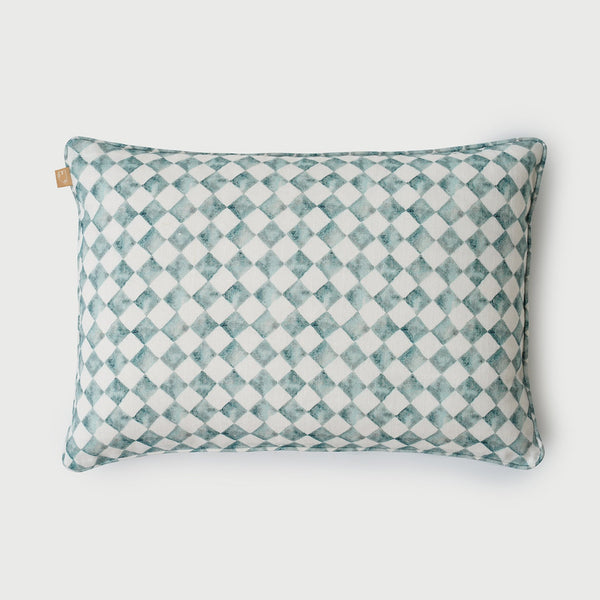 Checker Blue Oblong Cushion Cover