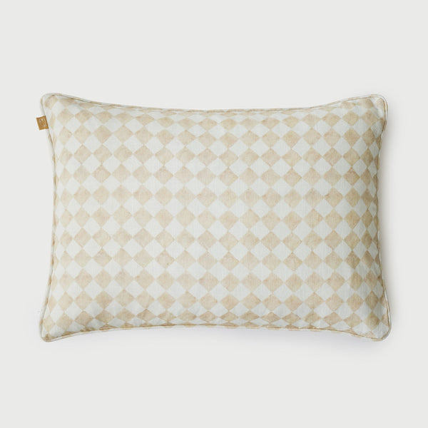 Checker Beige Oblong Cushion Cover