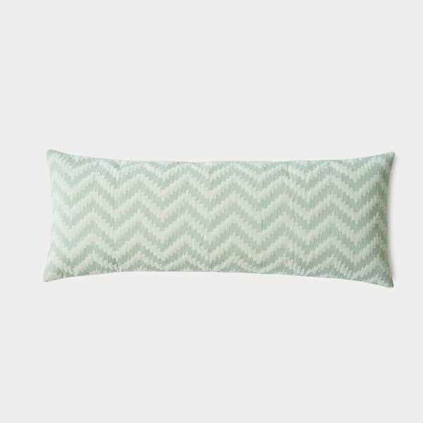 Chevron Green Lumbar Cushion Cover