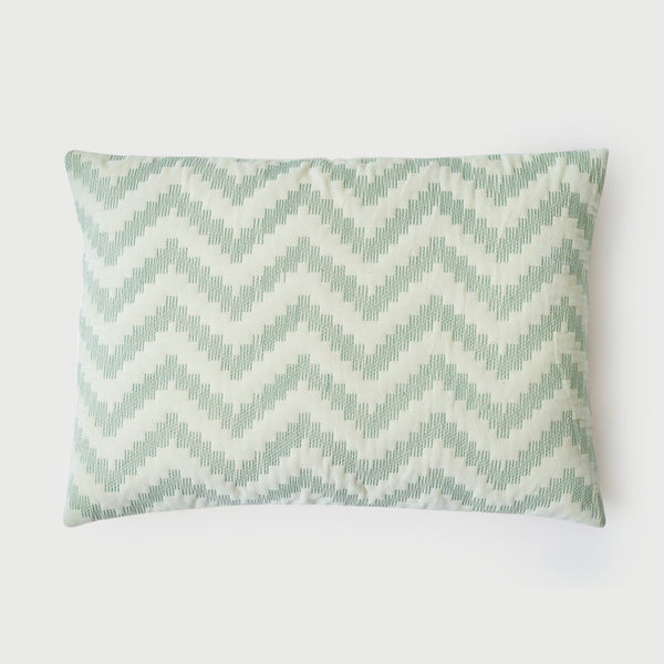 Chevron Green Oblong Cushion Cover