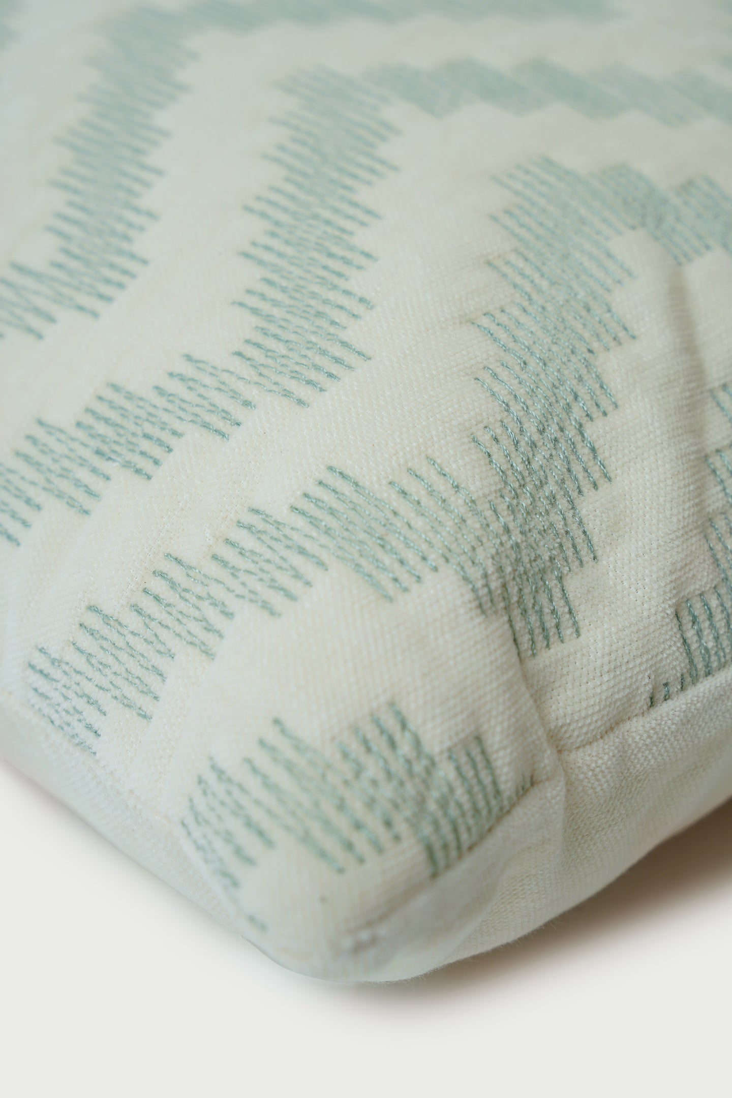 Chevron Green Lumbar Cushion Cover