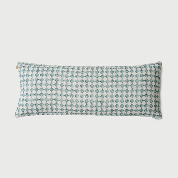 Checker Blue Lumbar Cushion Cover