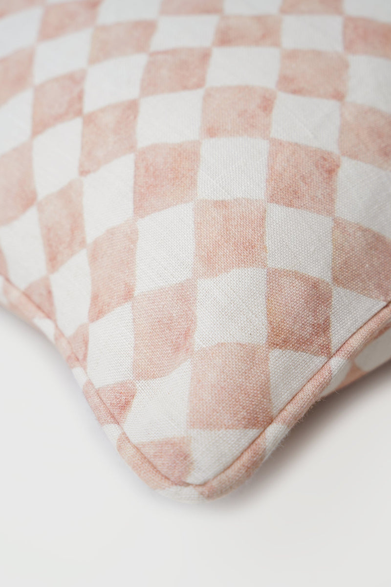 Checker Blush Lumbar Cushion Cover