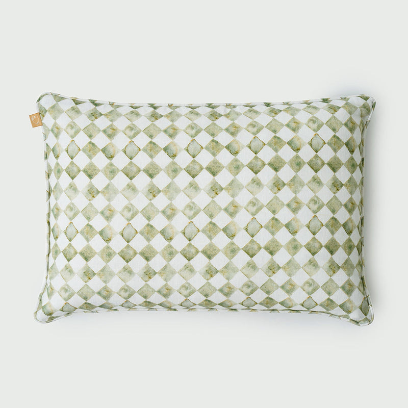 Checker Green Oblong Cushion Cover