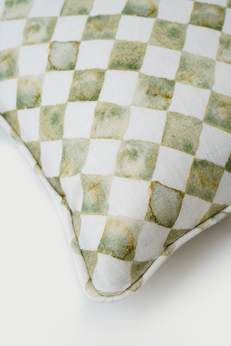 Checker Green Oblong Cushion Cover