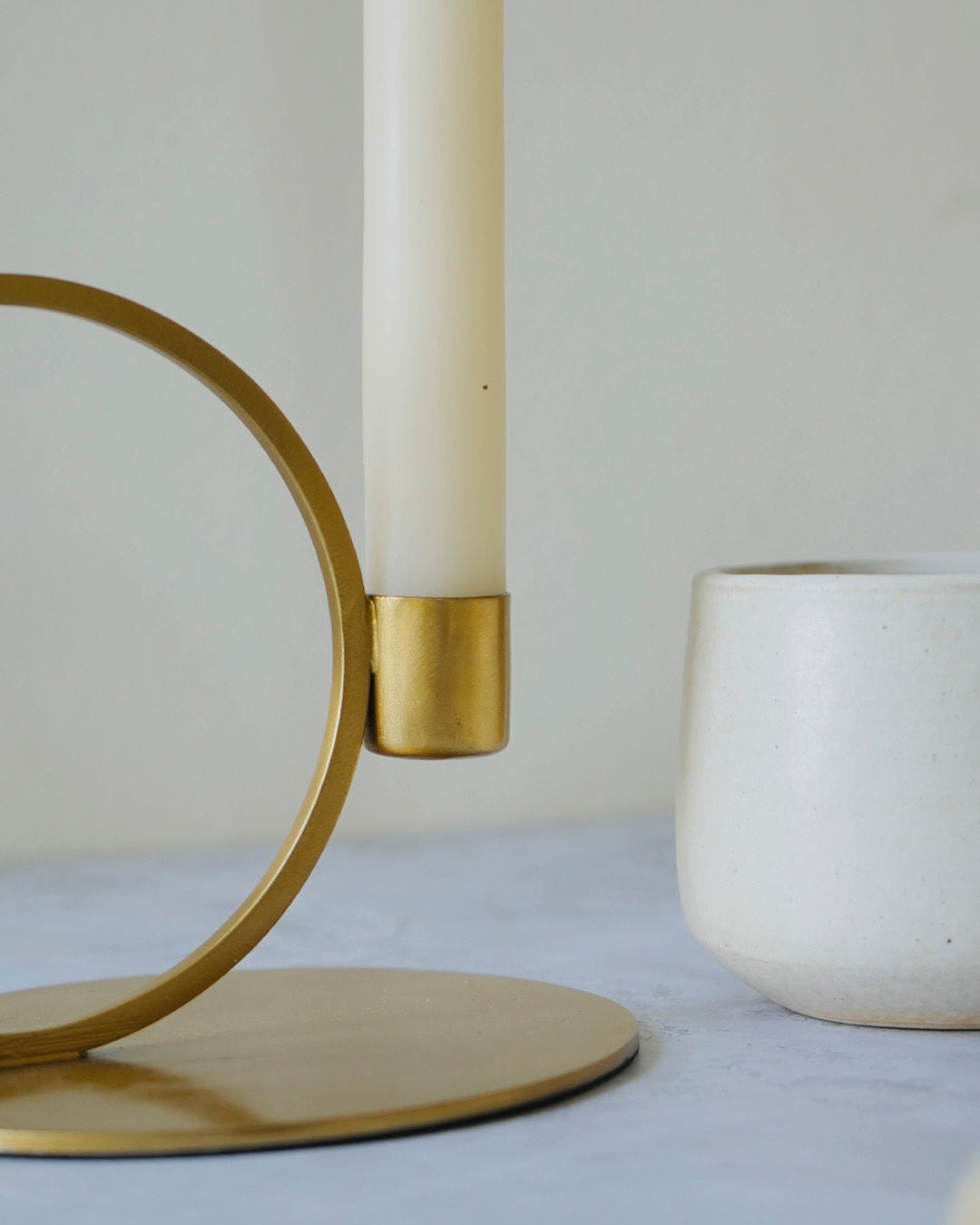 Golden Ringed Candle Holder