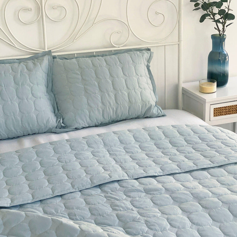 Zen Baby Blue Quilted Bedding Set