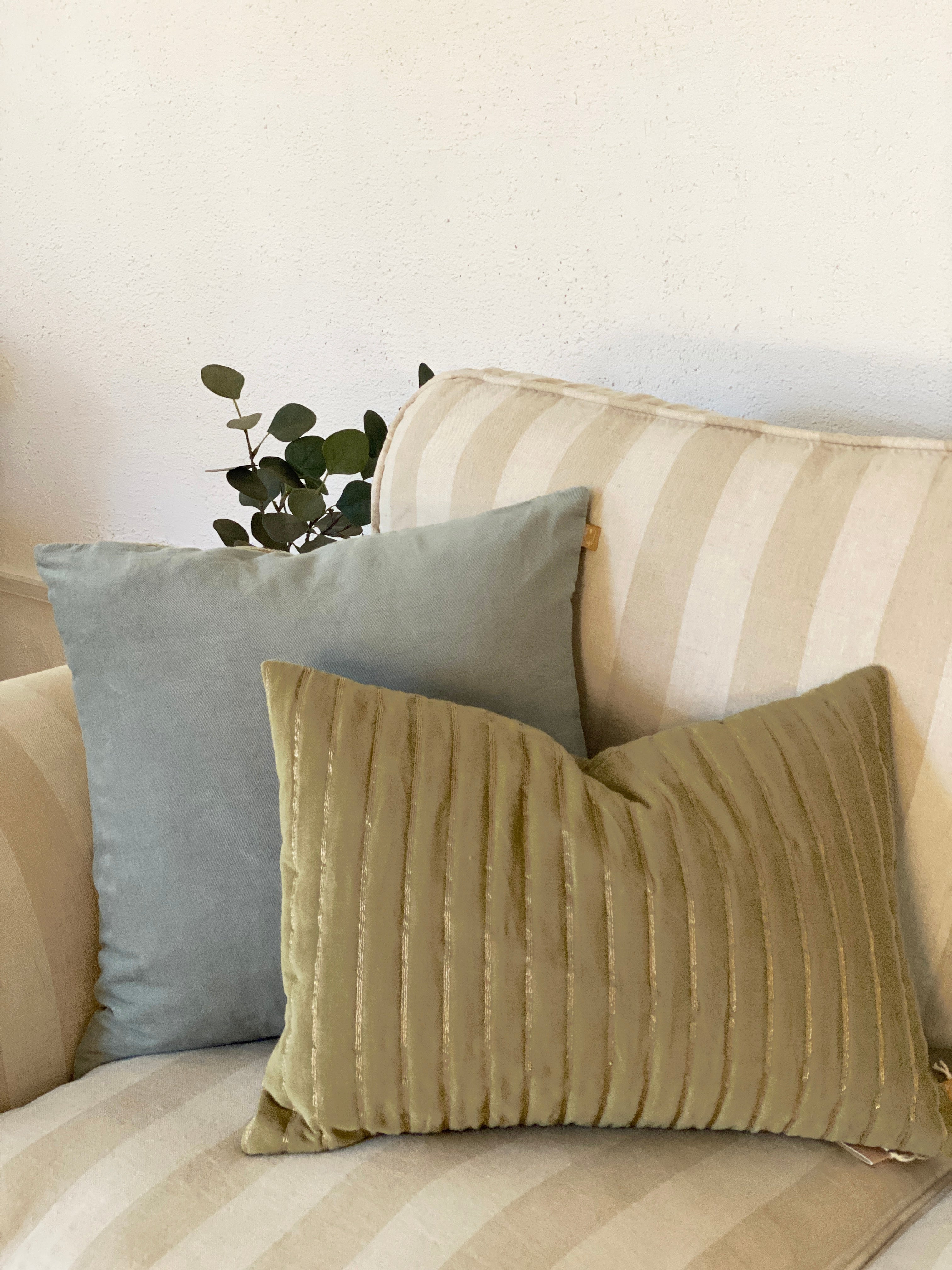 Eden Striped Sand Oblong Cushion Cover