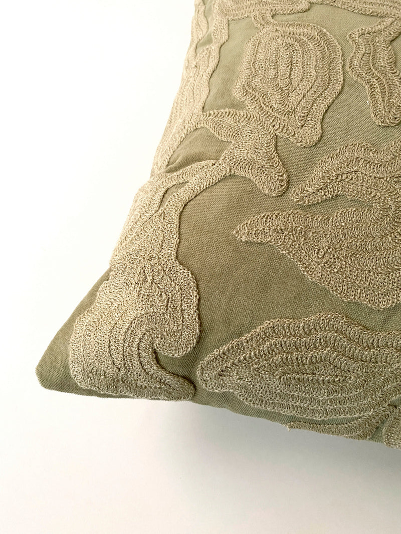 Cascade Embroidered Sand Cushion Cover