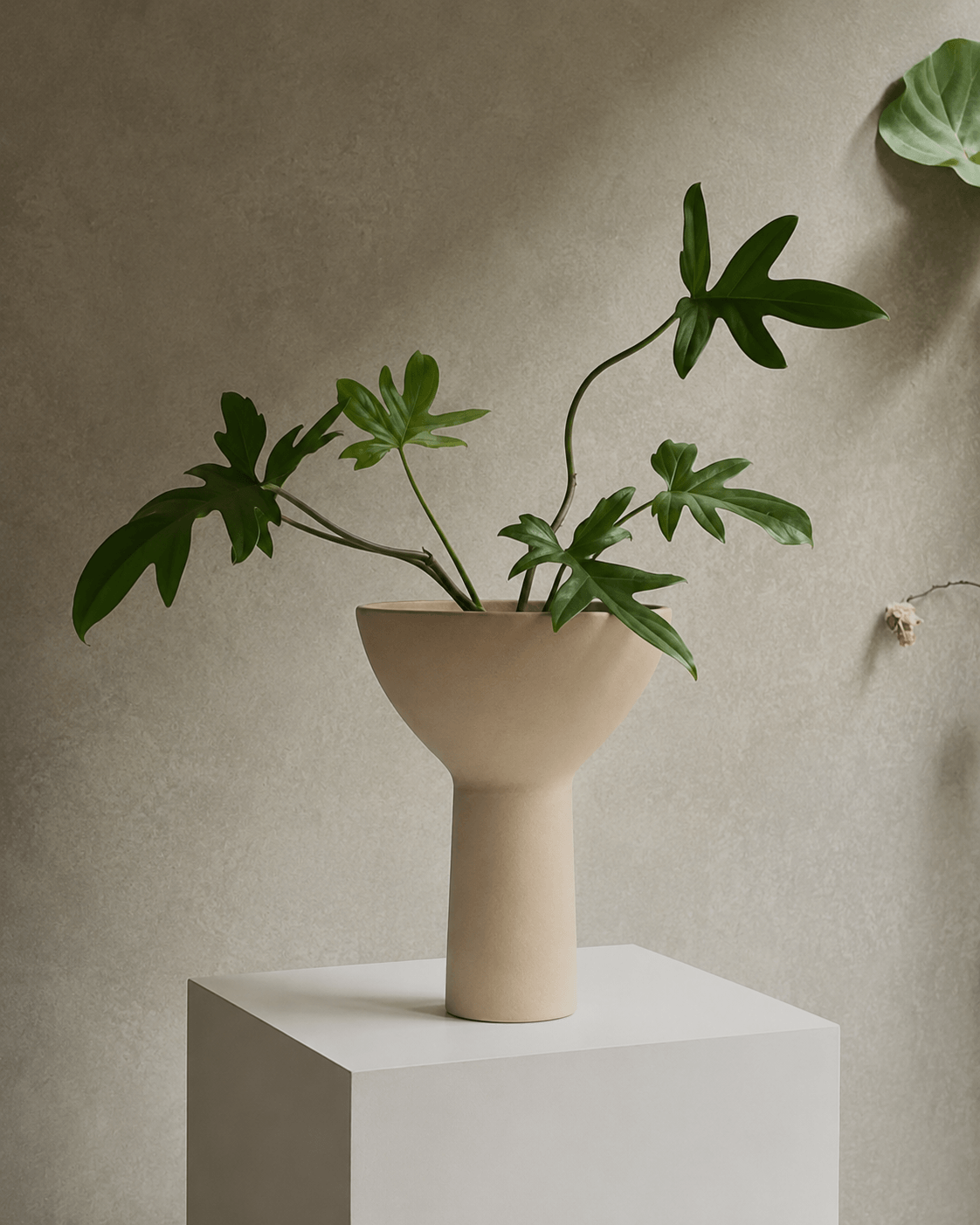 Iris Beige Pedestal Vase