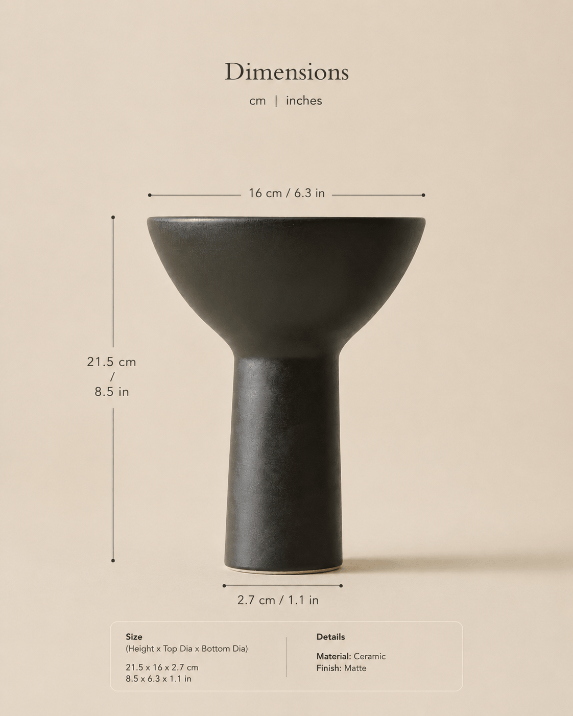 Iris Black Pedestal Vase