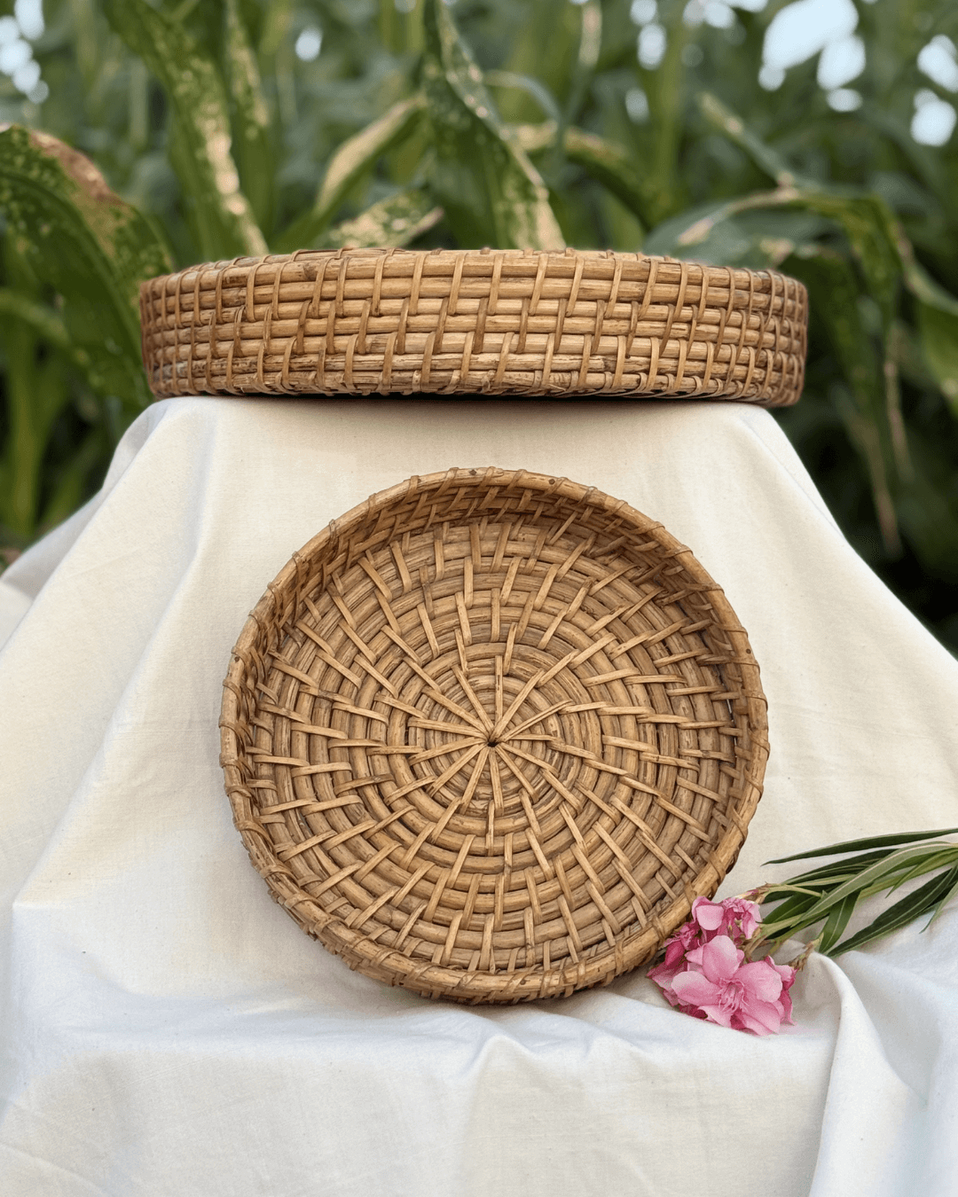 Round Cane Trays