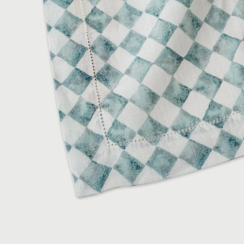 Checker Blue Table Runner