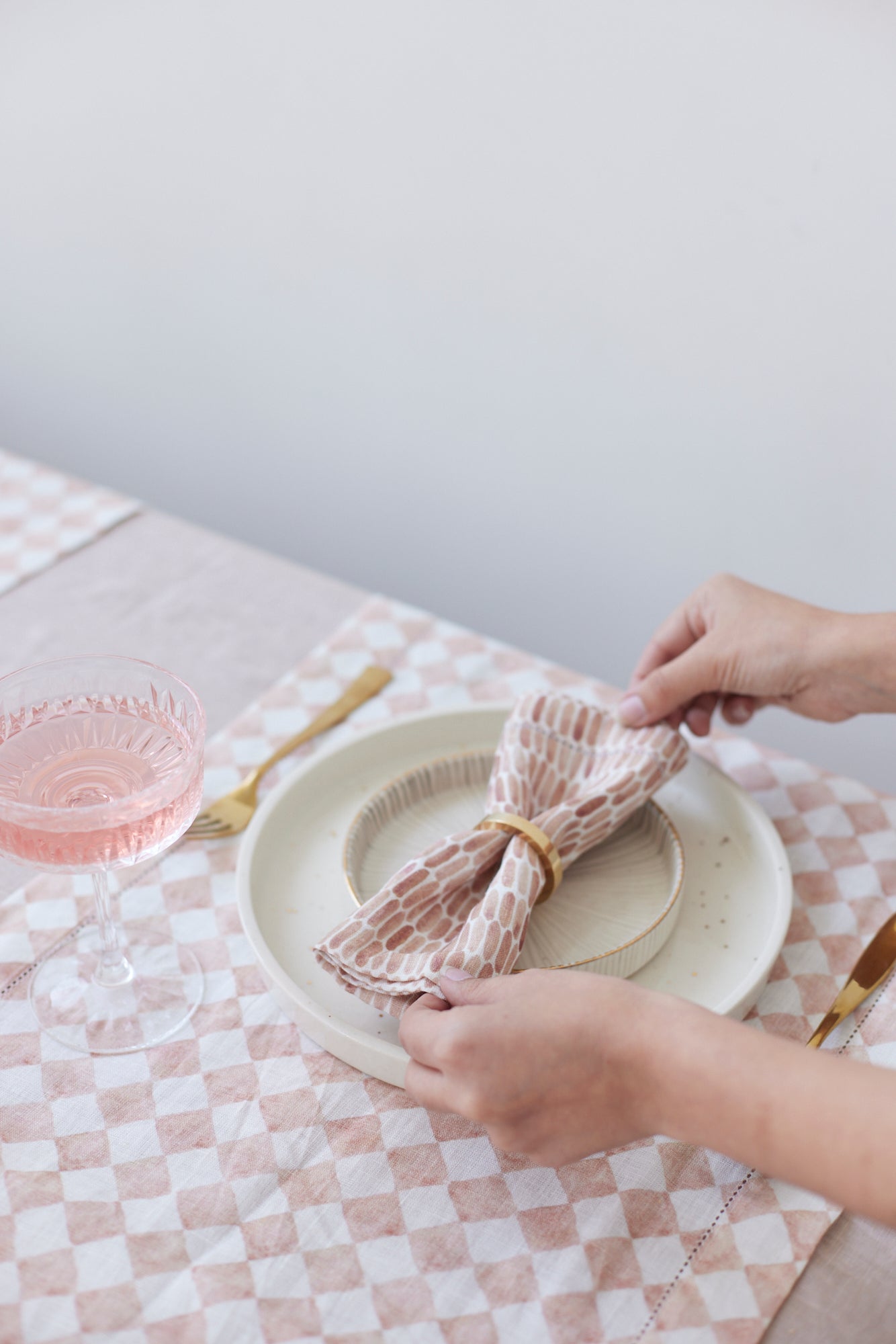 Checker Blush Table Runner