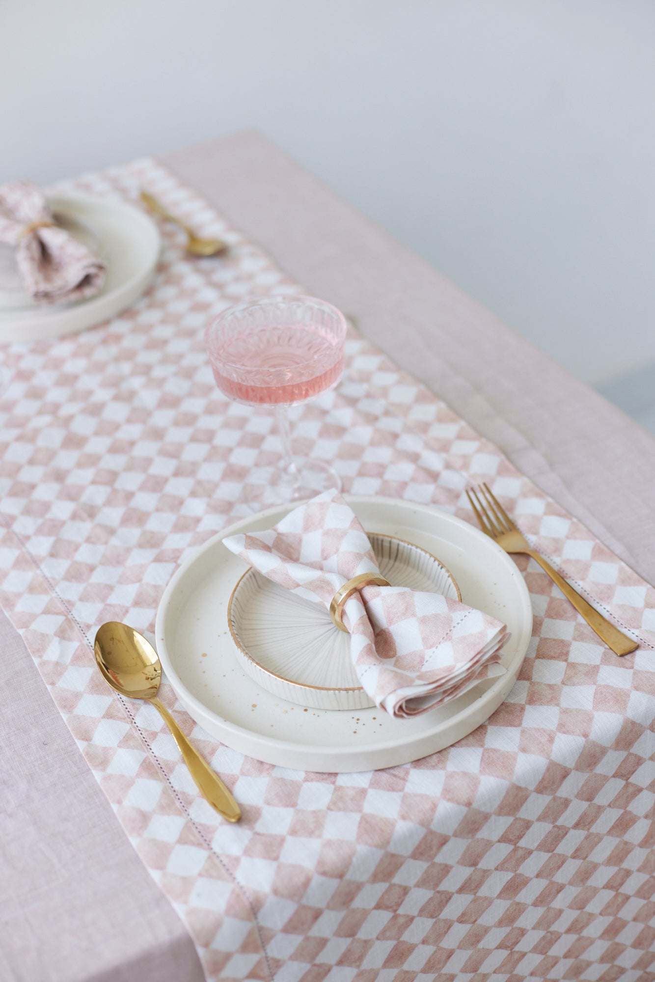 Checker Blush Table Napkins | Set of 2