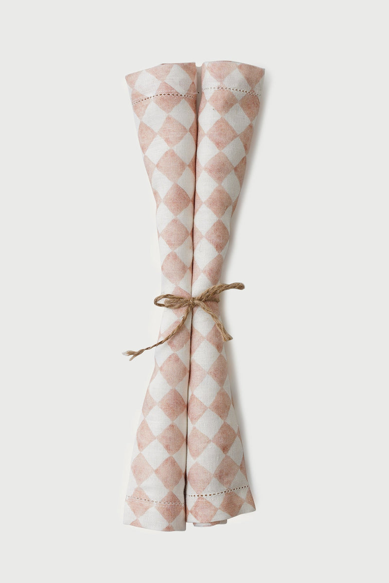 Checker Blush Table Napkins | Set of 2