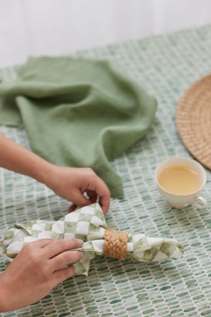 Checker Green Table Napkins | Set of 2