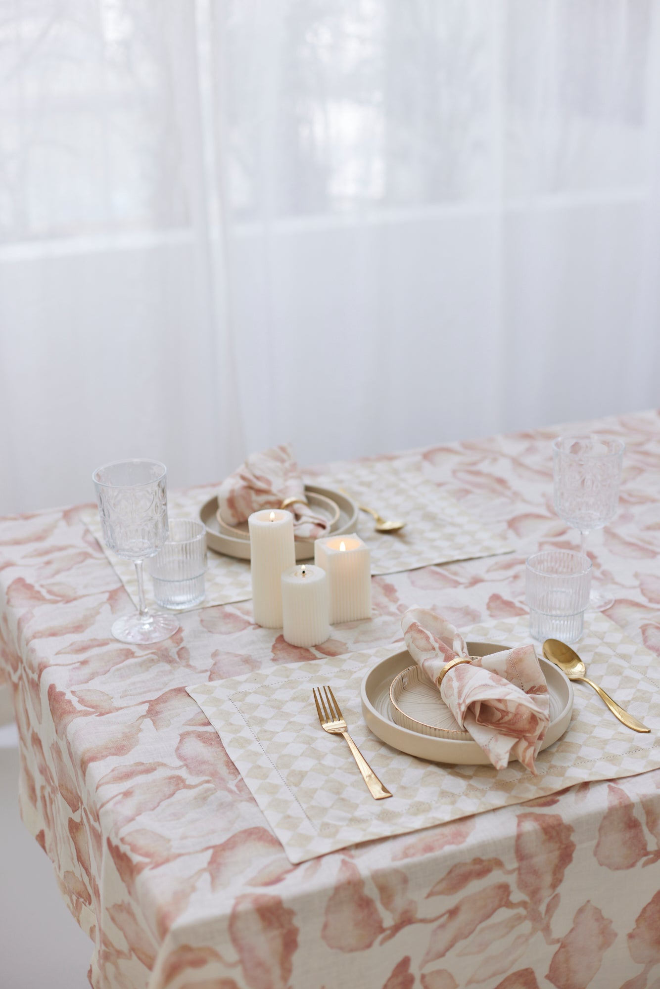 Checker Beige Table Mats | Set of 2