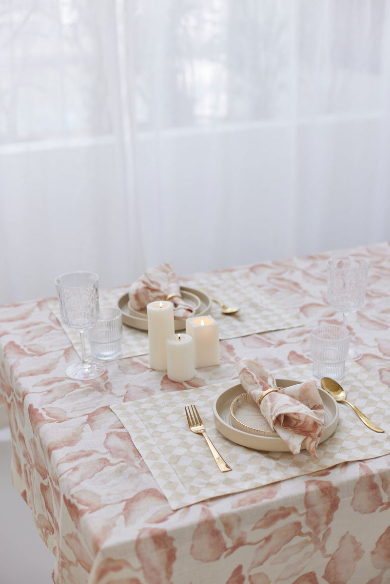 Checker Beige Table Mats | Set of 2