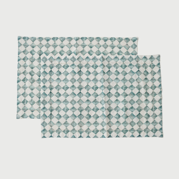 Checker Blue Table Mats | Set of 2