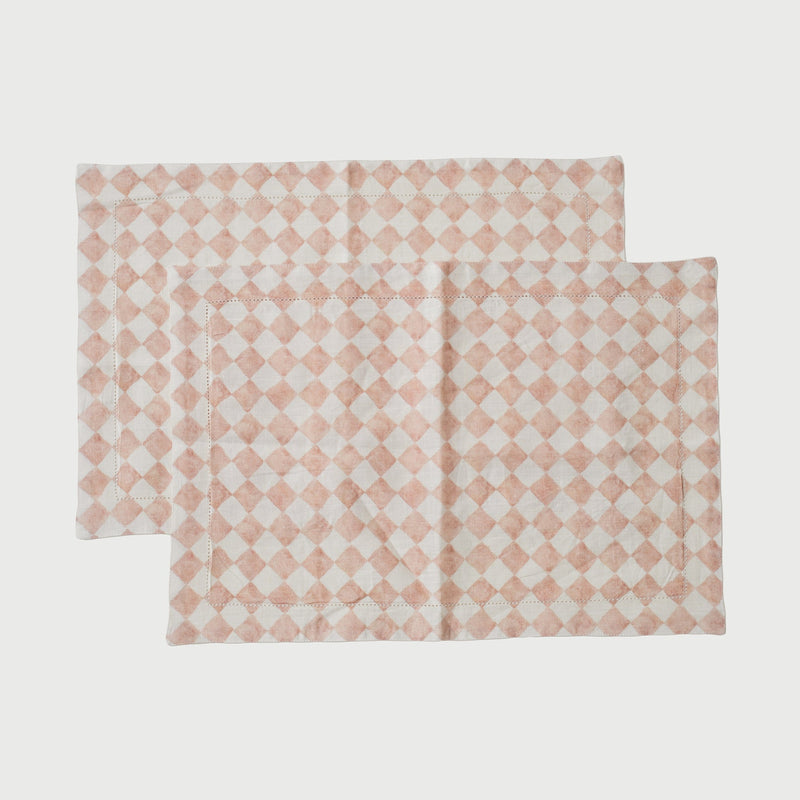 Checker Blush Table Mats | Set of 2