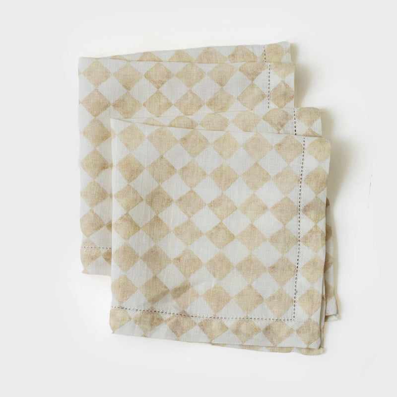 Checker Beige Table Napkins | Set of 2