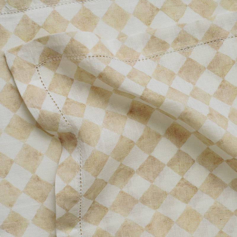 Checker Beige Table Napkins | Set of 2