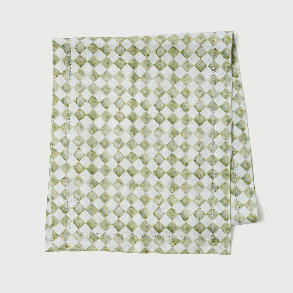 Checker Green Table Runner