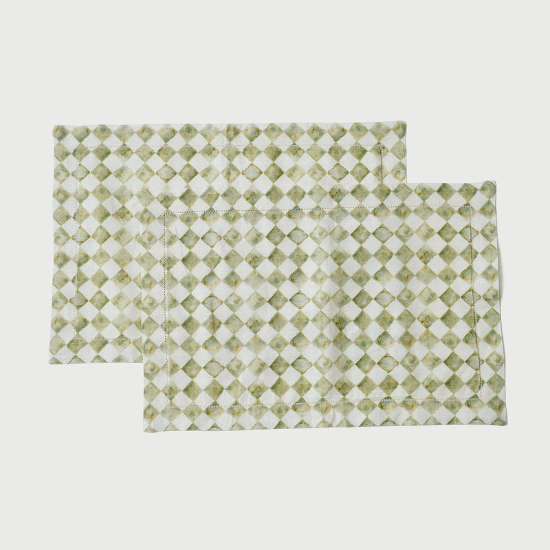 Checker Green Table Mats | Set of 2