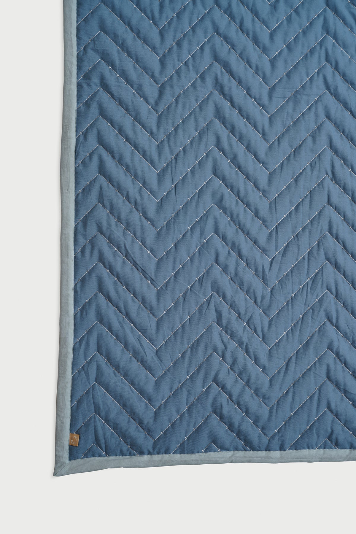 Chevron Blue Quilted Bedding Set