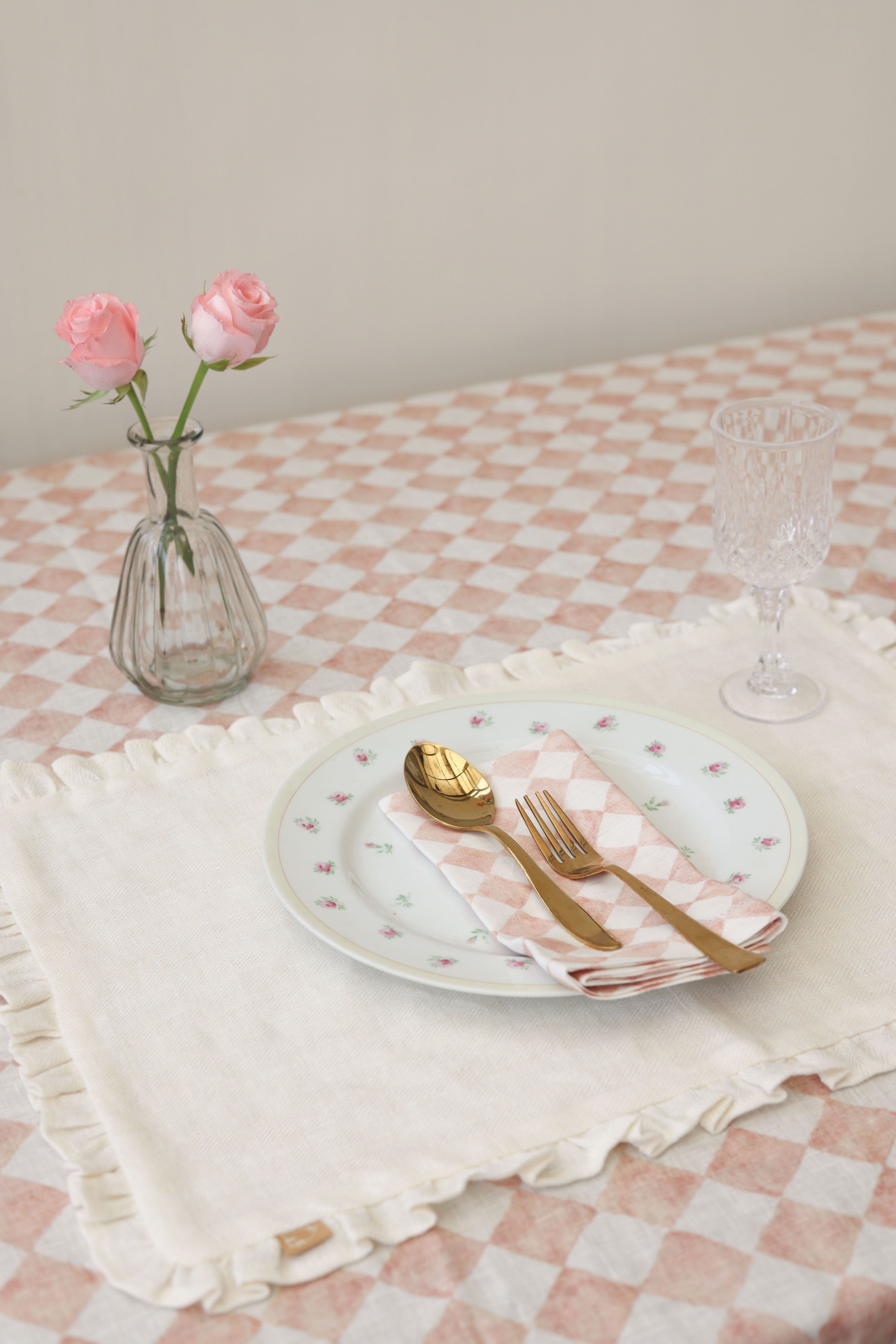 Checker Blush Table Cover