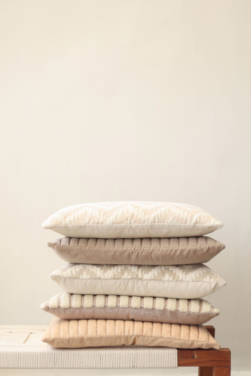 Eden Striped Oatmeal Oblong Cushion Cover