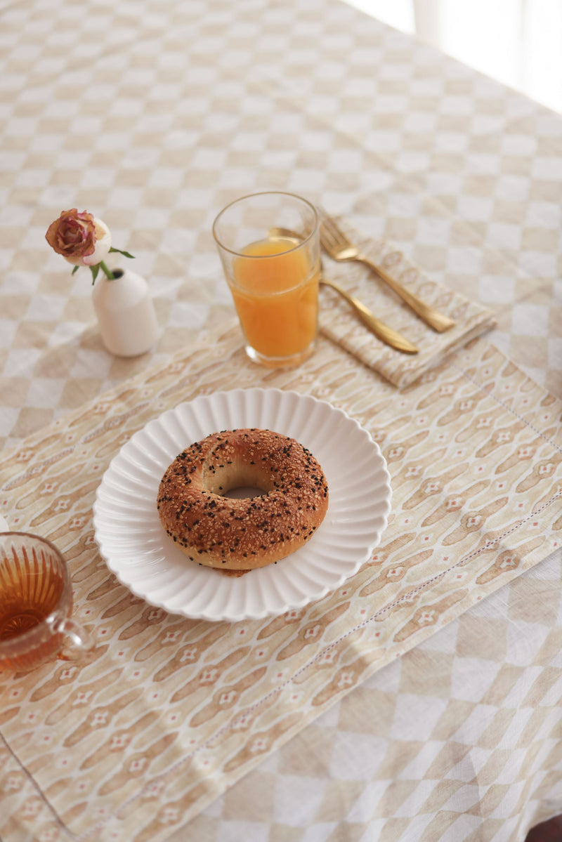 Checker Beige Table Cover