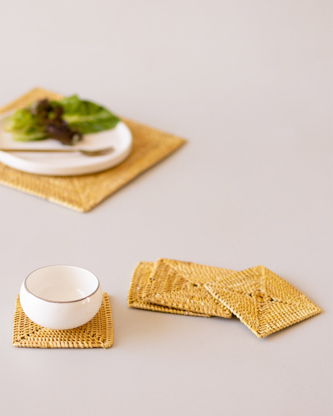 Cane golden square coasters