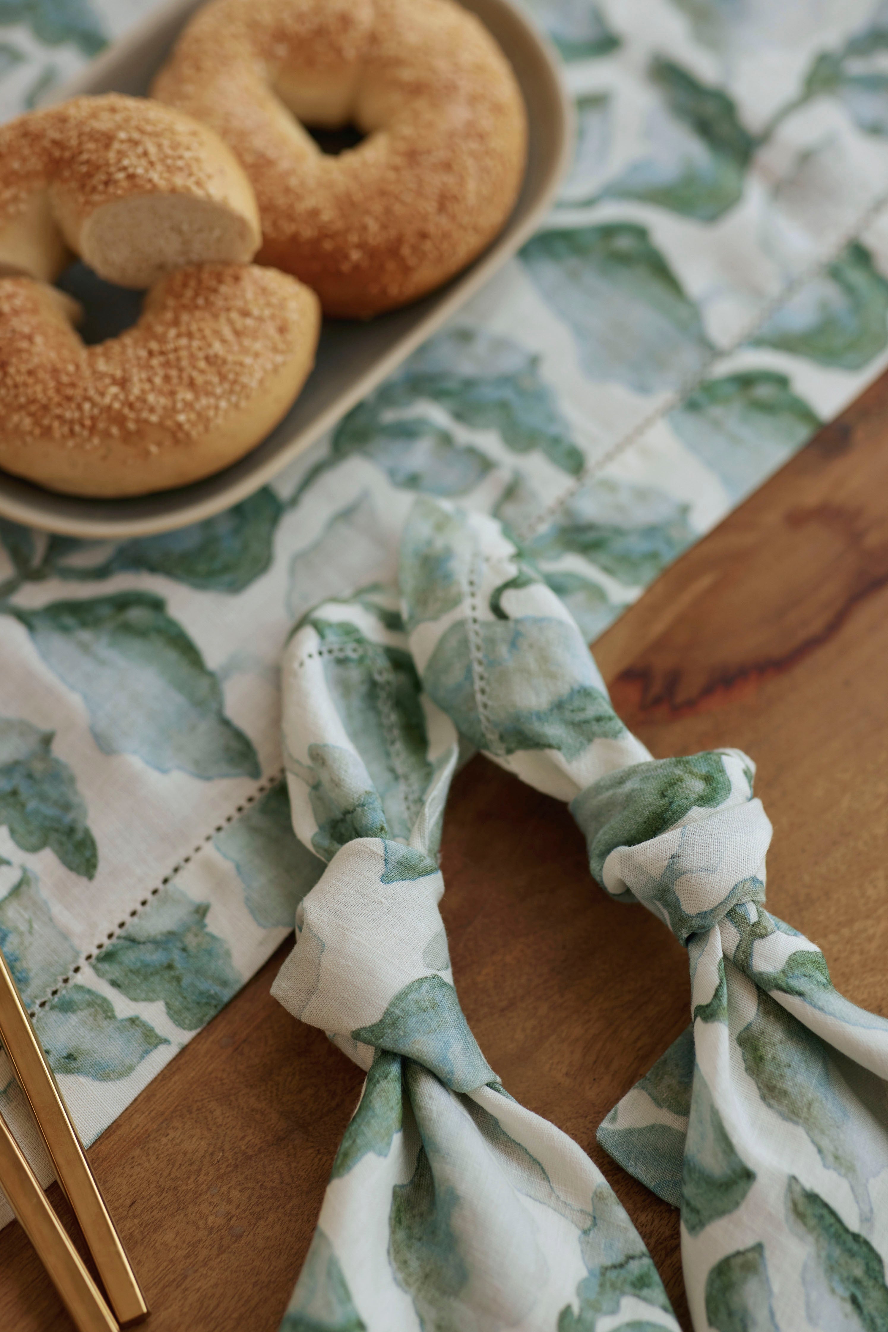 Cascade Teal Linen Table Runner